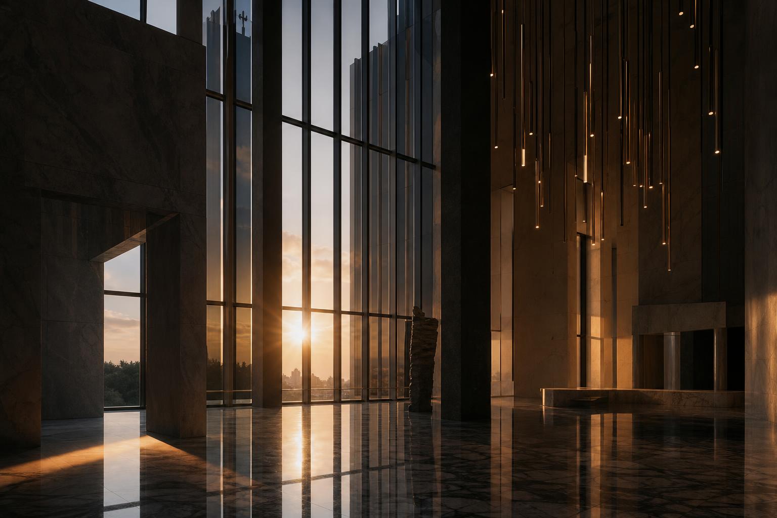 Sunset cathedral atrium — 1X Events editorial portrait